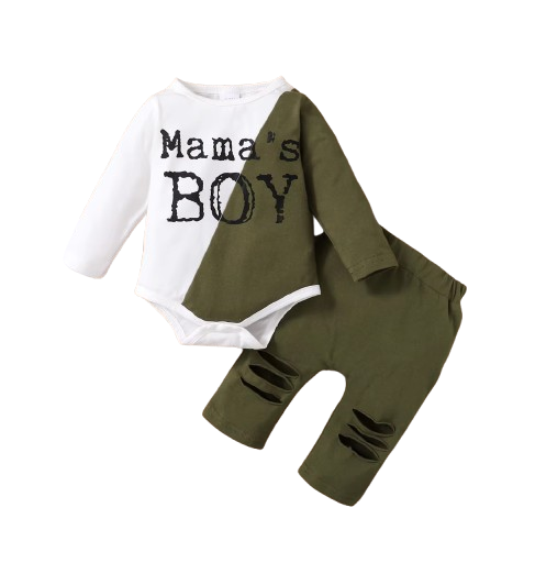The Hugh - Baby Boy Autumn 2-Piece Letter Print Bodysuit and Pants Set