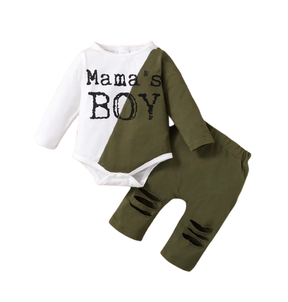 The Hugh - Baby Boy Autumn 2-Piece Letter Print Bodysuit and Pants Set