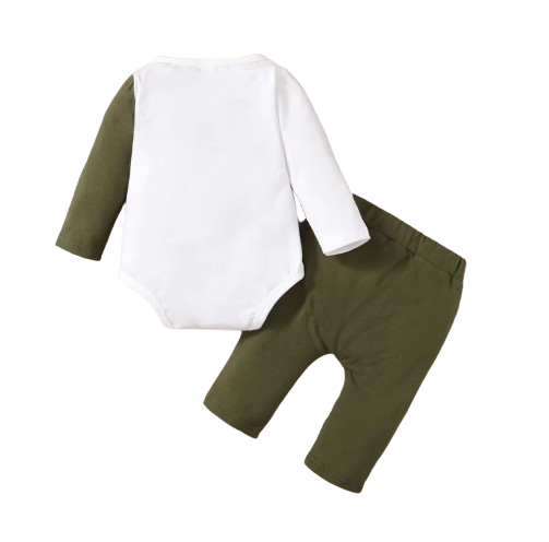 The Hugh - Baby Boy Autumn 2-Piece Letter Print Bodysuit and Pants Set