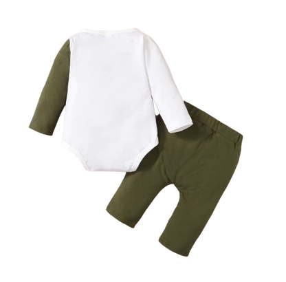 The Hugh - Baby Boy Autumn 2-Piece Letter Print Bodysuit and Pants Set
