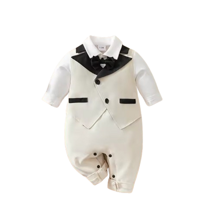 The Case - Baby Boy Gentleman Suit Jumpsuit, Long Sleeve Spring Autumn Outfit