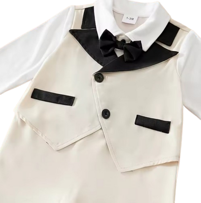 The Case - Baby Boy Gentleman Suit Jumpsuit, Long Sleeve Spring Autumn Outfit