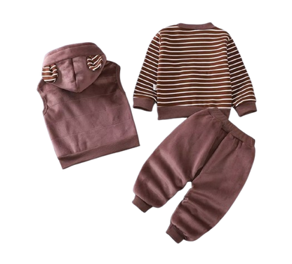 The Yehuda - Baby Boy 3-Piece Winter Fleece Set, Dog Hoodie Vest and Pants
