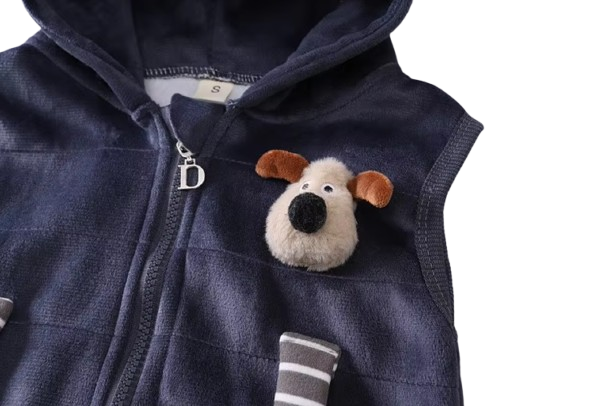 The Yehuda - Baby Boy 3-Piece Winter Fleece Set, Dog Hoodie Vest and Pants
