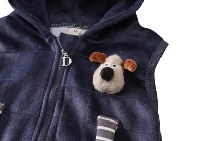 The Yehuda - Baby Boy 3-Piece Winter Fleece Set, Dog Hoodie Vest and Pants