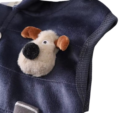 The Yehuda - Baby Boy 3-Piece Winter Fleece Set, Dog Hoodie Vest and Pants