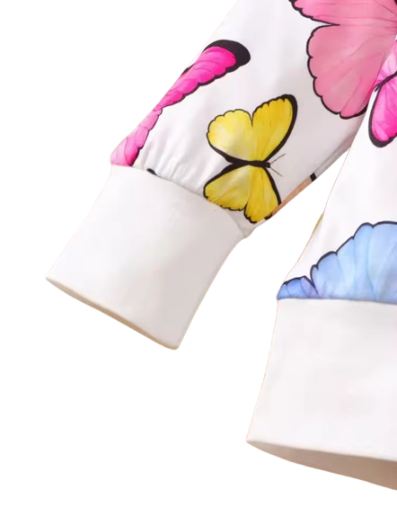 The Kensley - Baby Girl 2-Piece Butterfly Print Top and Pants Set, Spring Autumn