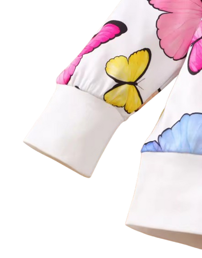 The Kensley - Baby Girl 2-Piece Butterfly Print Top and Pants Set, Spring Autumn