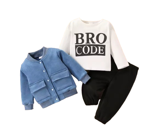 The Brixton - Baby Boy 3-Piece Jacket, Letter Print Pullover and Pants Set