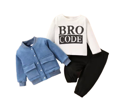The Brixton - Baby Boy 3-Piece Jacket, Letter Print Pullover and Pants Set