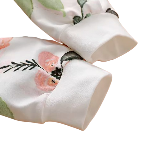 The Kiana - Baby Girl 2-Piece Floral Hoodie and Pants Set, Spring Autumn