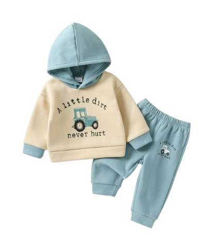 The Yousef - Baby Boy 2-Piece Truck Print Sweatshirt and Pants Set for Autumn