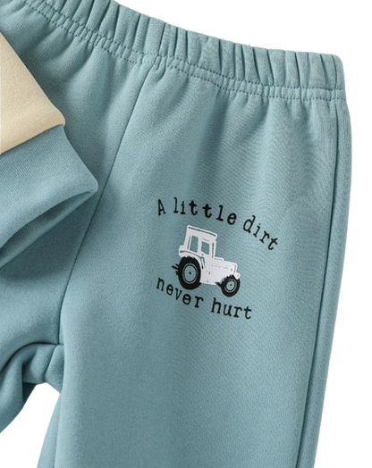 The Yousef - Baby Boy 2-Piece Truck Print Sweatshirt and Pants Set for Autumn