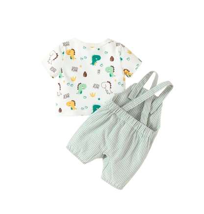 The Forest - Baby Boy Summer 2-Piece Animal Print Suspender Shorts Set