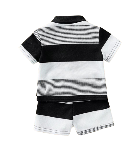 The Matheo - Baby Boy Summer 2-Piece Striped Teddy Bear T-Shirt and Shorts Set