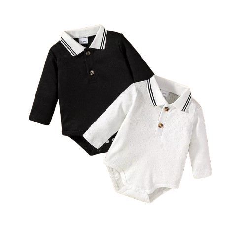 The Junior - Baby Boy 2-Piece Long Sleeve Button-Up Collar Jumpsuit Set