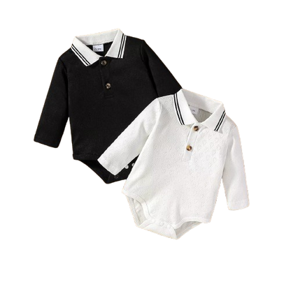 The Junior - Baby Boy 2-Piece Long Sleeve Button-Up Collar Jumpsuit Set