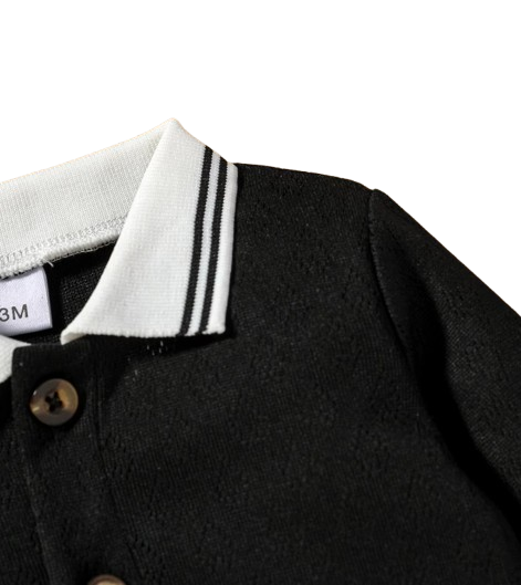 The Junior - Baby Boy 2-Piece Long Sleeve Button-Up Collar Jumpsuit Set