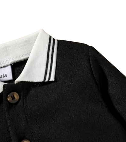 The Junior - Baby Boy 2-Piece Long Sleeve Button-Up Collar Jumpsuit Set