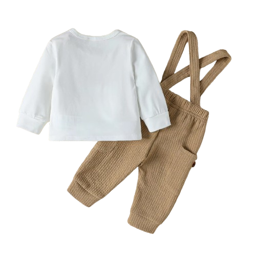 The Chandler - Baby Boy 2-Piece Bear Top and Button Overalls Set