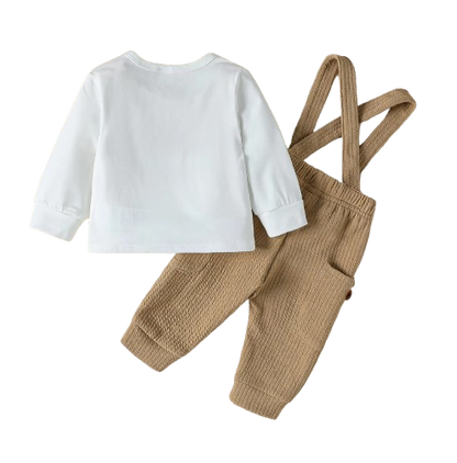 The Chandler - Baby Boy 2-Piece Bear Top and Button Overalls Set