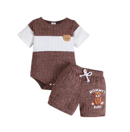 The Murphy - Baby Boy 2-Piece Bear Print Jumpsuit and Shorts Set