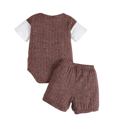 The Murphy - Baby Boy 2-Piece Bear Print Jumpsuit and Shorts Set