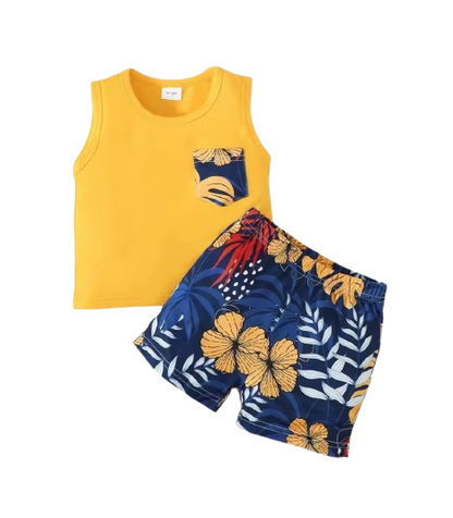 The Salvador - Baby Boy Summer 2-Piece Sleeveless Pocket T-Shirt and Shorts Set