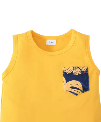 The Salvador - Baby Boy Summer 2-Piece Sleeveless Pocket T-Shirt and Shorts Set