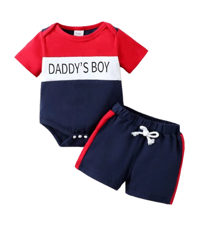 The Trace - Baby Boy Summer 2-Piece Letter Print Bodysuit and Shorts Set