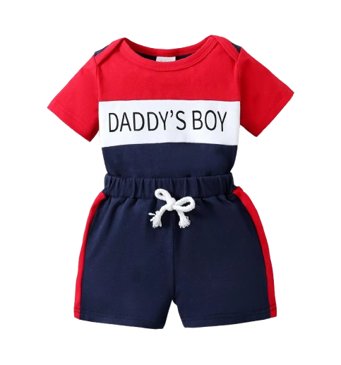 The Trace - Baby Boy Summer 2-Piece Letter Print Bodysuit and Shorts Set