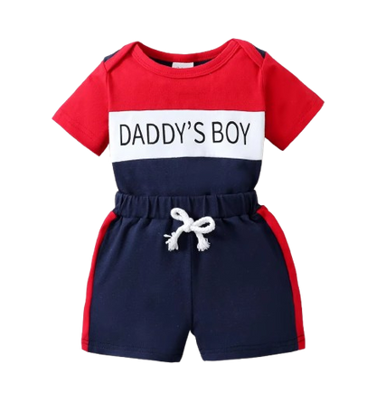 The Trace - Baby Boy Summer 2-Piece Letter Print Bodysuit and Shorts Set