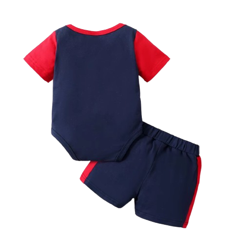 The Trace - Baby Boy Summer 2-Piece Letter Print Bodysuit and Shorts Set
