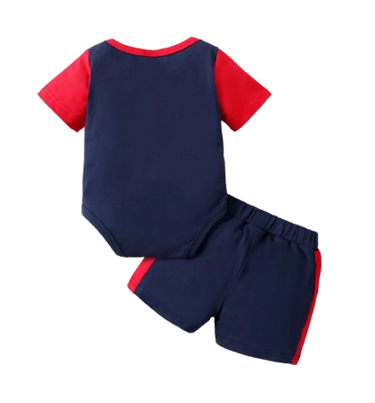 The Trace - Baby Boy Summer 2-Piece Letter Print Bodysuit and Shorts Set