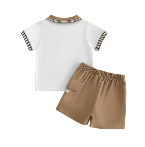 The Zyair - Baby Boy Summer 2-Piece Bear Embroidered T-Shirt and Shorts Set