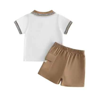 The Zyair - Baby Boy Summer 2-Piece Bear Embroidered T-Shirt and Shorts Set