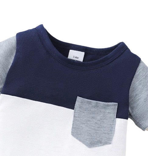 The Dario - Baby Boy Summer 2-Piece Color Block T-Shirt and Shorts Set
