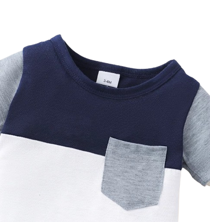 The Dario - Baby Boy Summer 2-Piece Color Block T-Shirt and Shorts Set