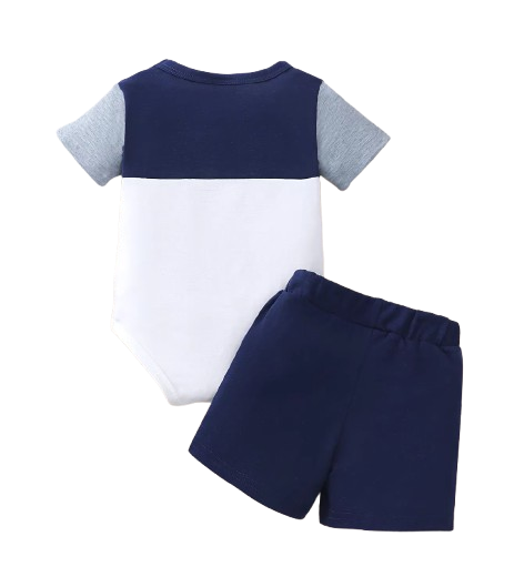 The Dario - Baby Boy Summer 2-Piece Color Block T-Shirt and Shorts Set