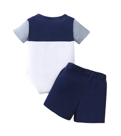 The Dario - Baby Boy Summer 2-Piece Color Block T-Shirt and Shorts Set