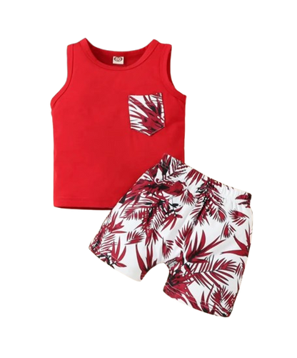 The Ayan - Baby Boy Summer 2-Piece Sleeveless Vest and Printed Shorts Set