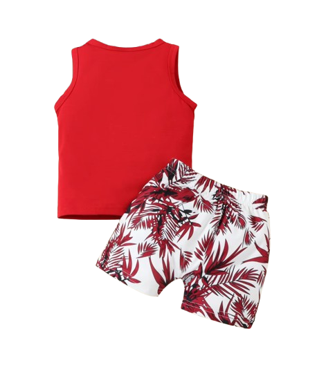 The Ayan - Baby Boy Summer 2-Piece Sleeveless Vest and Printed Shorts Set
