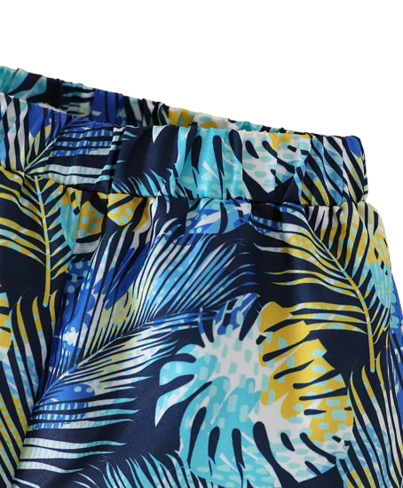 The Magnus - Baby Boy Summer 2-Piece Yellow Tank Top and Tropical Print Shorts Set