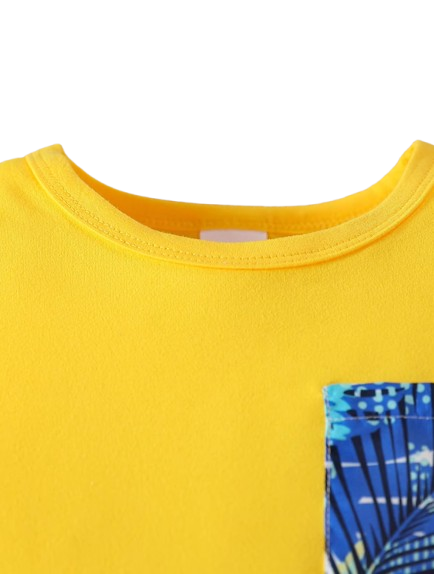 The Magnus - Baby Boy Summer 2-Piece Yellow Tank Top and Tropical Print Shorts Set
