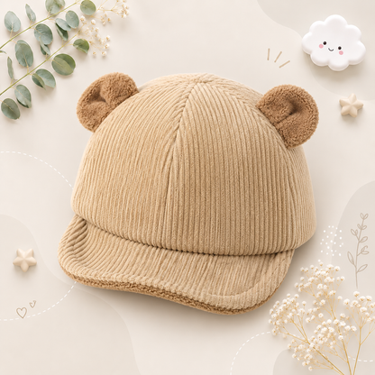 The Boden - Baby Corduroy Bear Ear Hat, Adjustable Unisex Cap