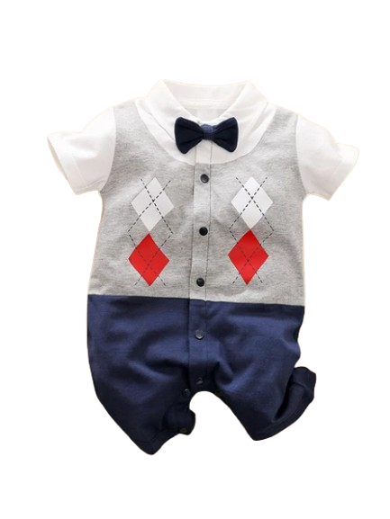 The Carter - Newborn Baby Gentleman Bodysuit – Cotton Short Sleeve Formal Summer Outfit
