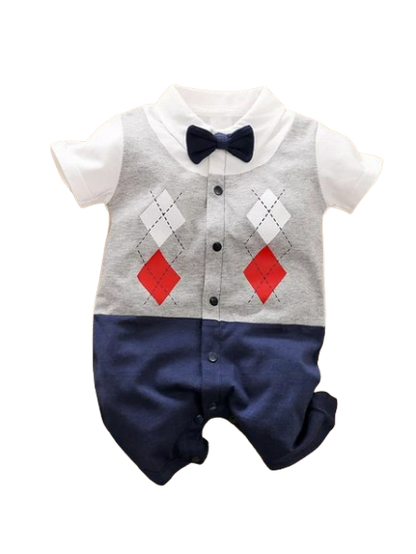 The Carter - Newborn Baby Gentleman Bodysuit – Cotton Short Sleeve Formal Summer Outfit