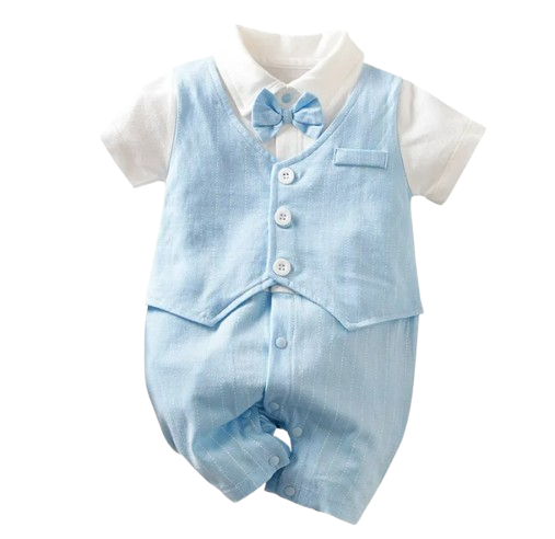 The Carter - Newborn Baby Gentleman Bodysuit – Cotton Short Sleeve Formal Summer Outfit